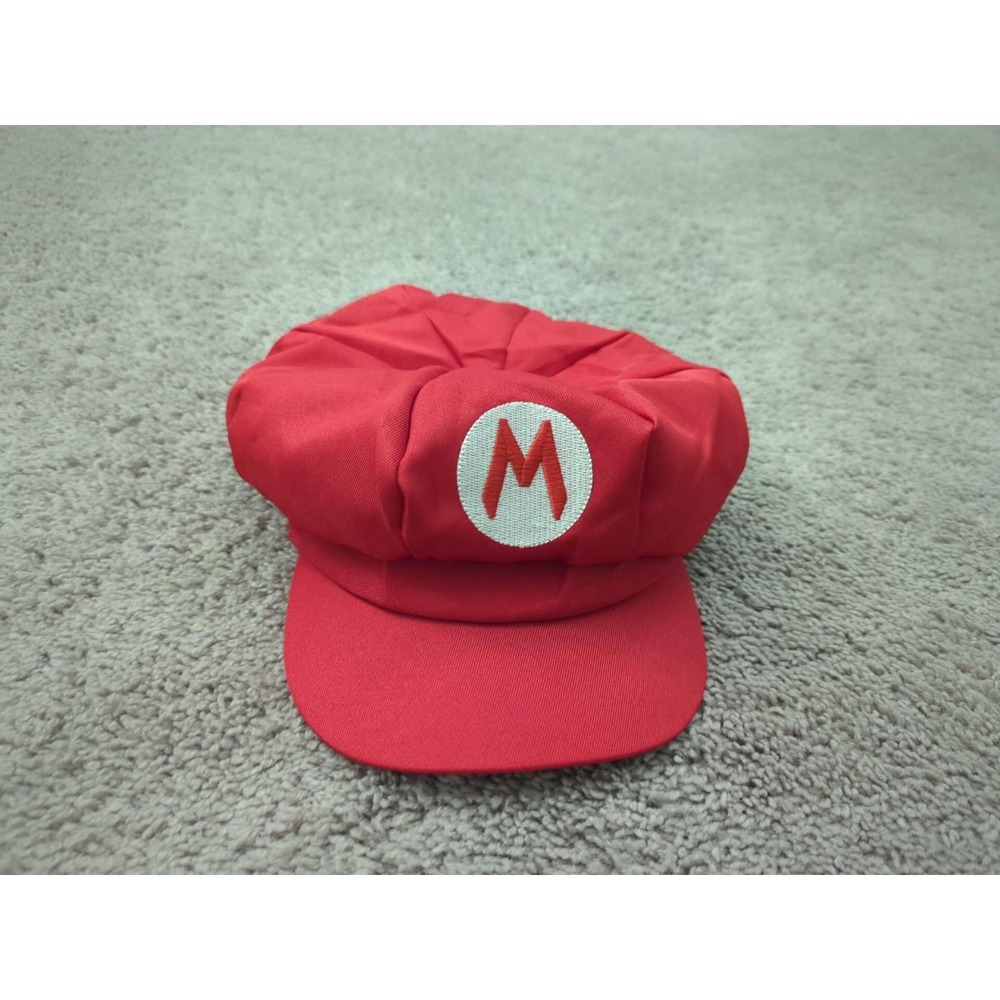 Super Mario Bros Hat Mens OS Red Embroidered Logo‎ Cosplay Costume